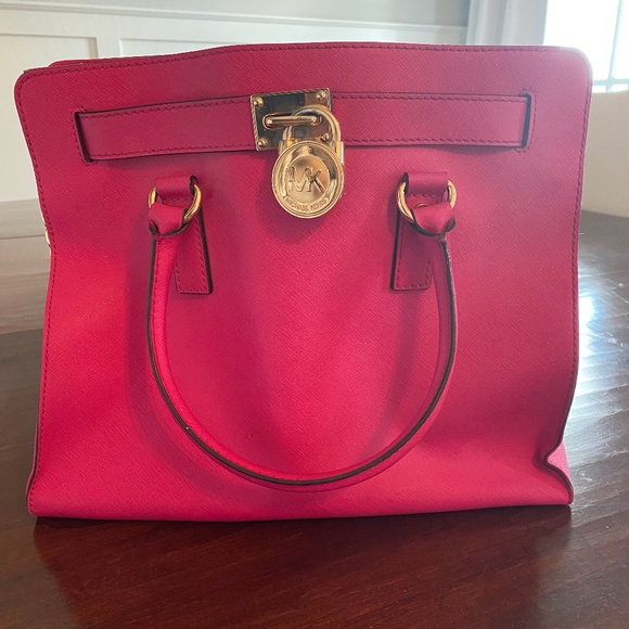 MICHAEL KORS Hamilton Tote Large Bright Pink - Picture 1 of 8